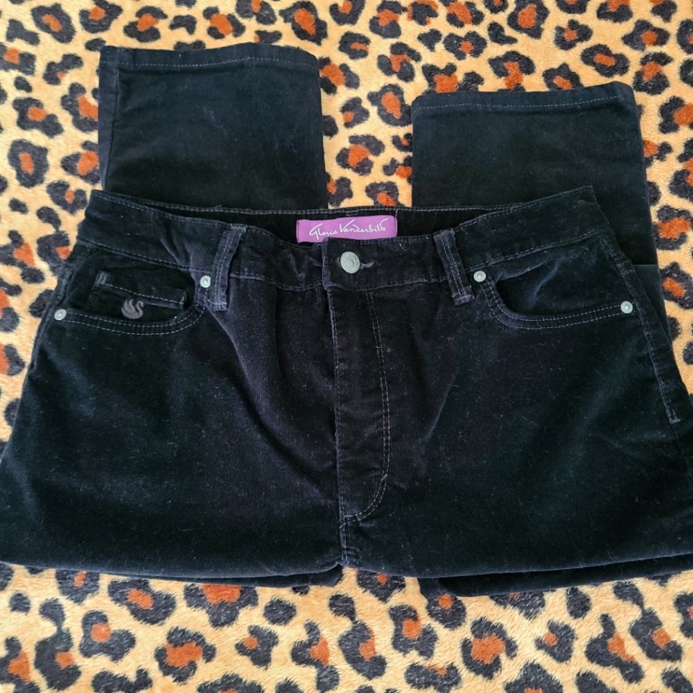 Gloria Vanderbilt  Black Corduroy jeans s14 long new